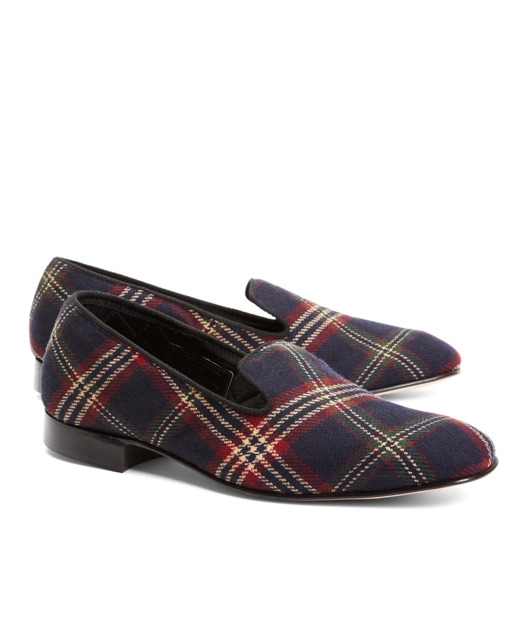 Lyst Brooks Brothers Signature Tartan Wool Slippers in Blue for Men